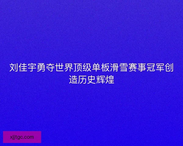 刘佳宇勇夺世界顶级单板滑雪赛事冠军创造历史辉煌 刘佳宇勇夺世界顶级单板滑雪赛事冠军创造历史辉煌